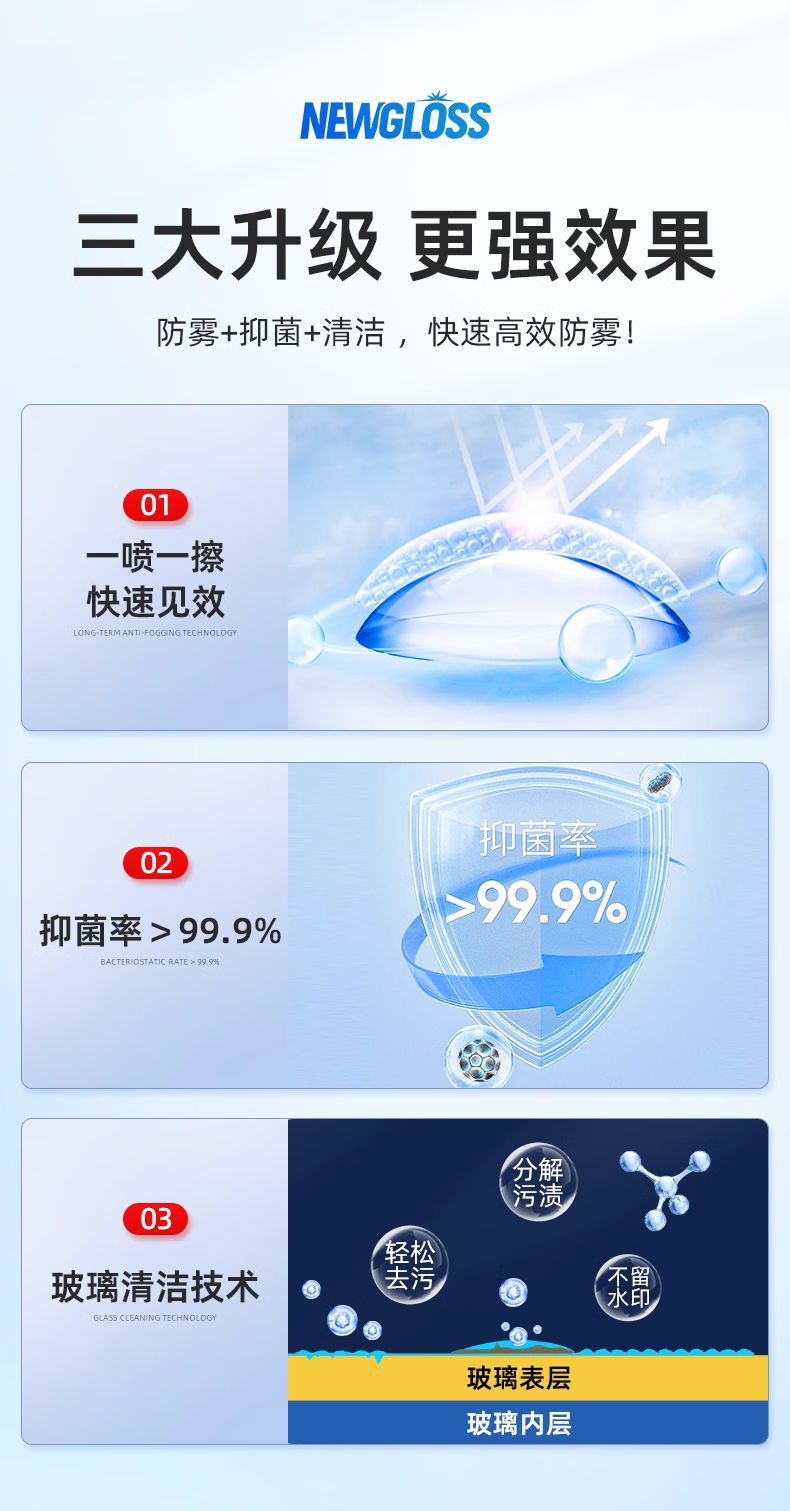Suitable for Anti-Fog Agent Car Glass Spray Windshield Long-Lasting Car Rearview Mirror Anti-Rain Artifact Spray Car Interior