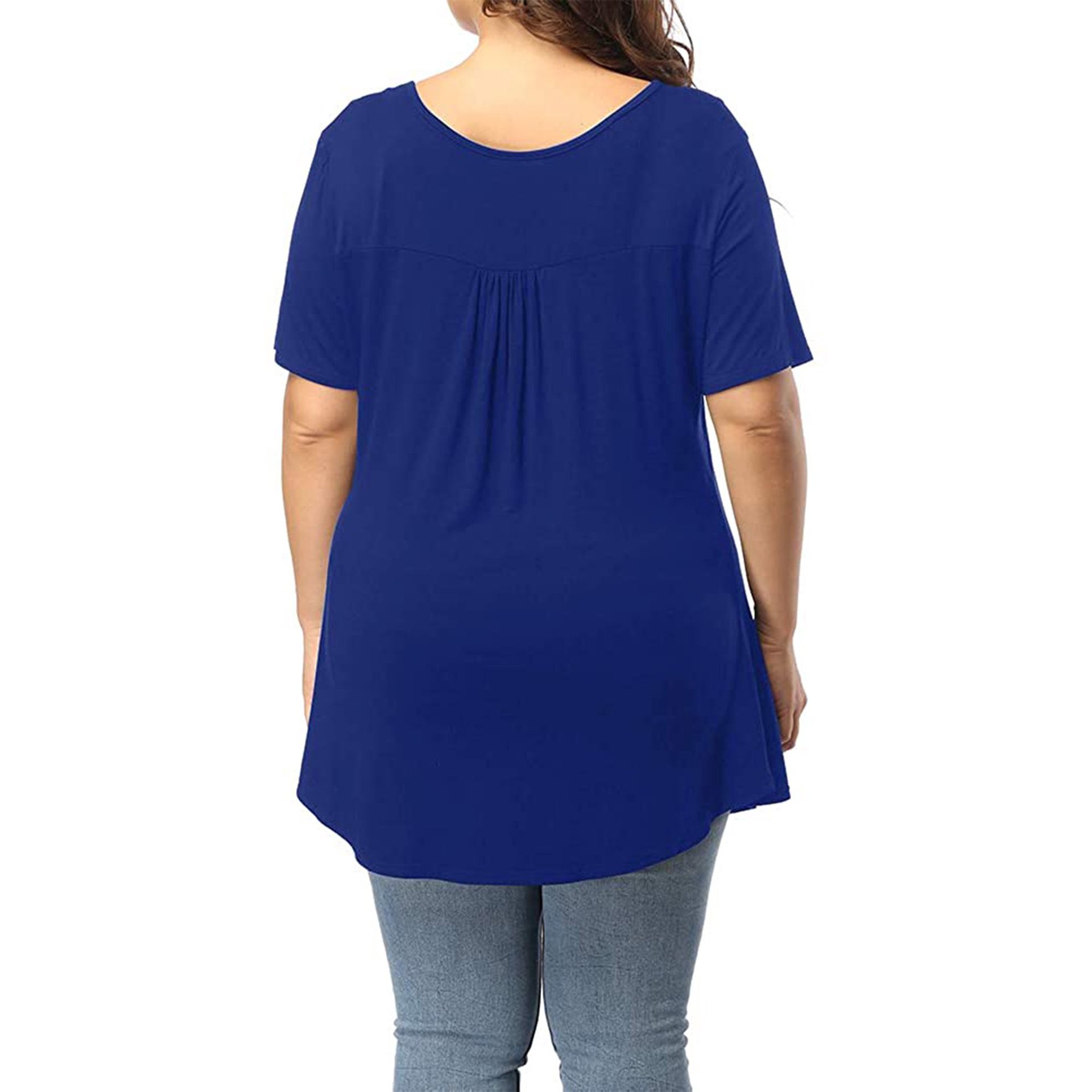 2025 verano damas nuevas ventas de Aliexpress botones de pluma de color sólido sueltas camisetas de manga corta mujeres en stock image 13