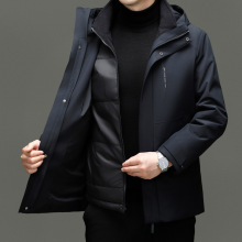 品牌高端羽绒服男士立领保暖90鹅绒连帽可拆卸内胆商务休闲外套厚