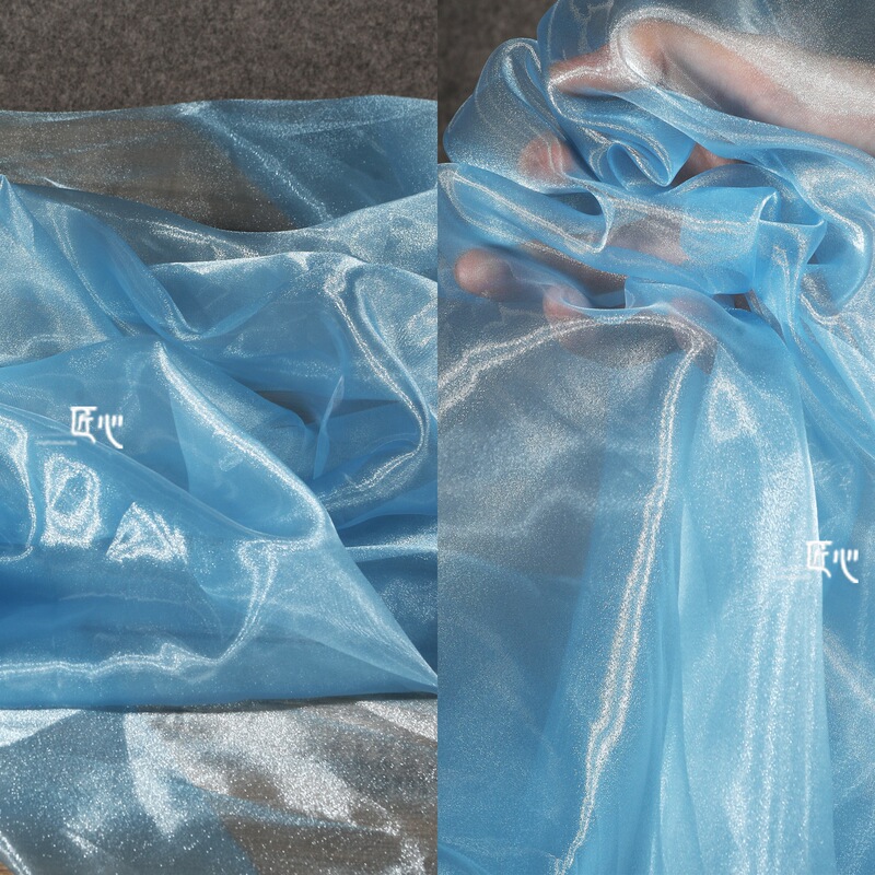 Water-Gloss Yarn Collection, Liquid Texture Transparent Yarn, Mesh Reflective Fabric, High-Gloss Wedding Dress Designer Fabric