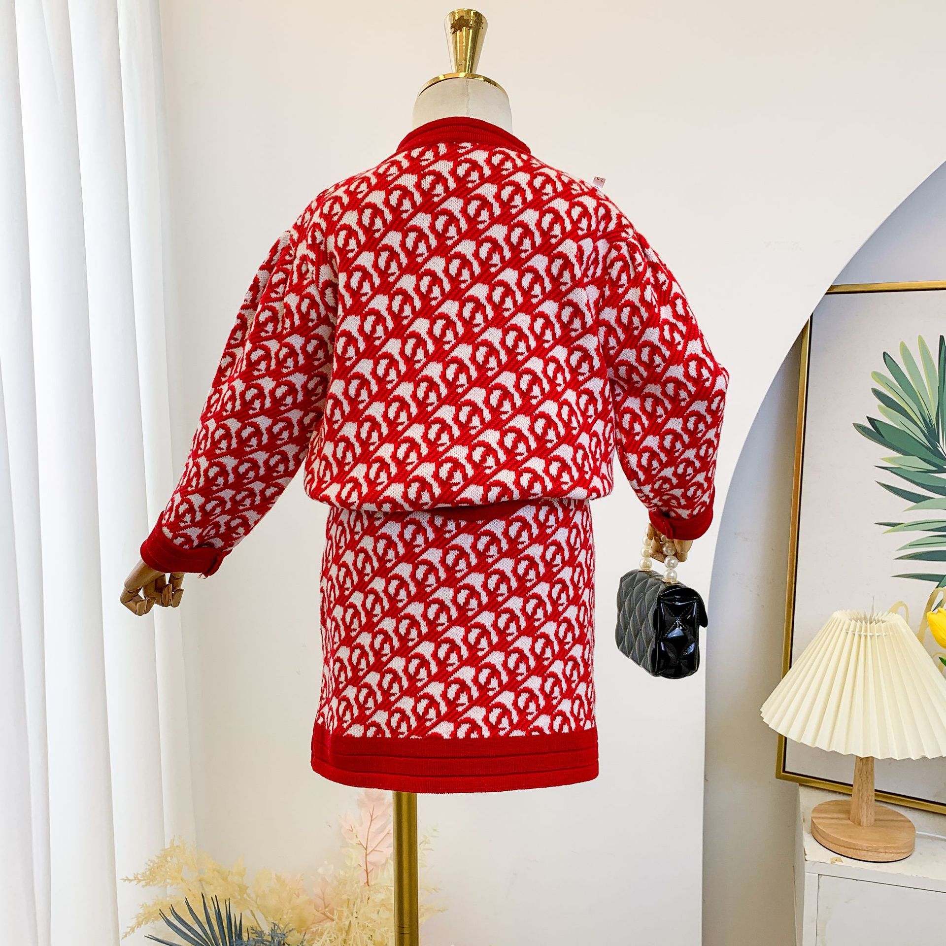 Little Fragrant Wind Thousand Bird Checker Rundhalspullover Wickelrock Zwei modische Herbst- und Wintermode für Mädchen_voghion.com