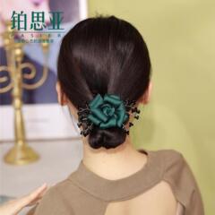 新商品の気質の欧根紗の珠玉の花のシュシュの高級感のネットの糸の大腸のシュシュの皮の筋は髪の毛のひもの飾りを刺します。