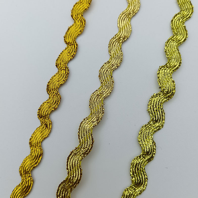 5mm en stock Oro Plata borde dorado borde plateado en forma de onda S borde curvo cinta multi-tamaño sombrero ropa para niños accesorios de boda