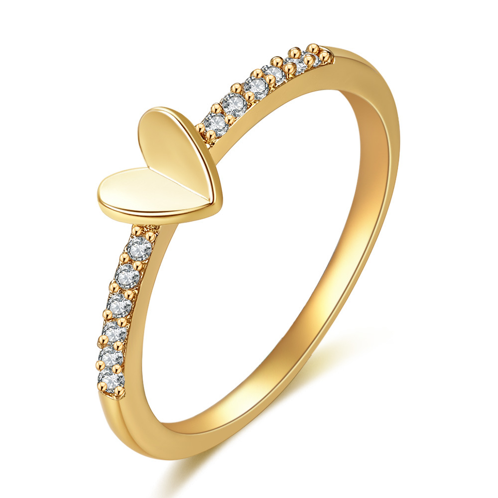 Fashion Heart Shape Copper Plating Zircon Rings 1 Piece