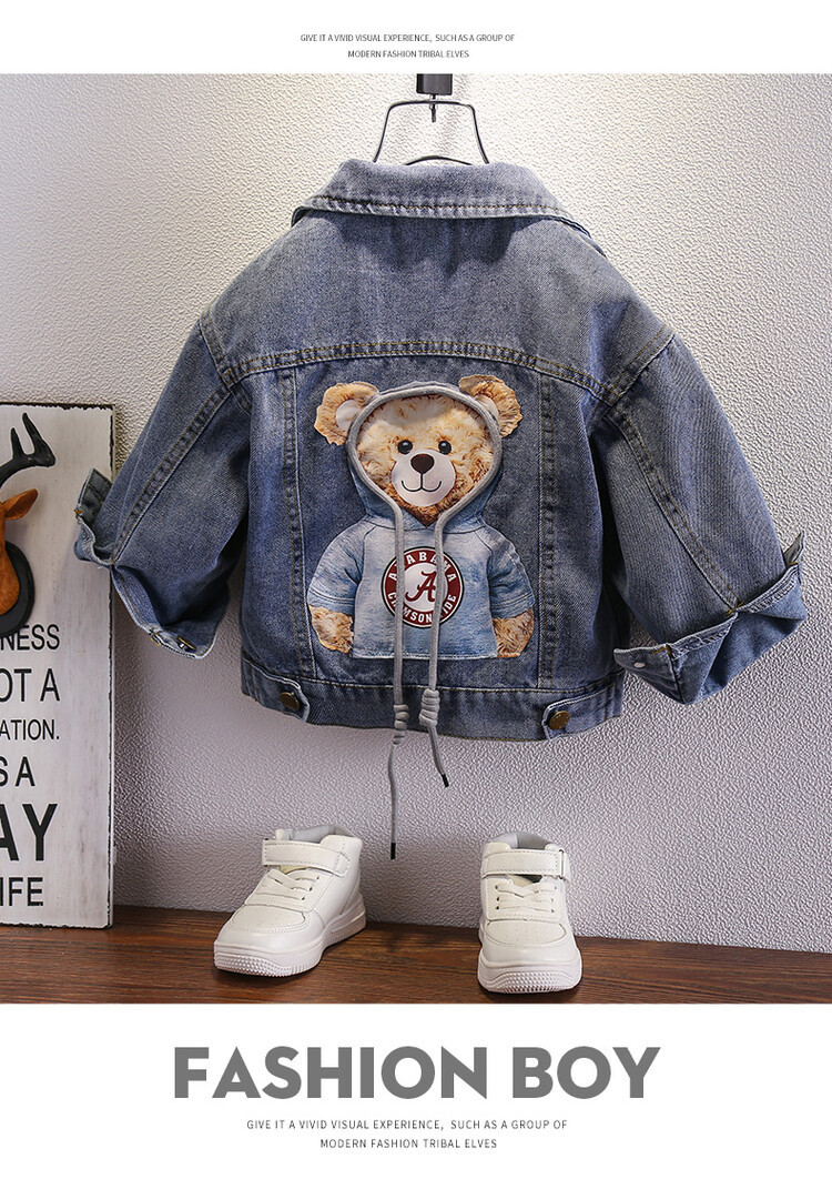 Cappello da orsacchiotto con schiena da bambino in corda 2024 Primavera e autunno Nuovo giubbotto in denim per bambini_voghion.com