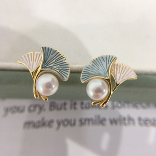 Zhuji 5A High-gloSS NAturAl FreShwAter PeArl EArringS for Women SmAll FreSh Ginkgo LeAf PeArl EArringS S925 Sterling Silver EArringS