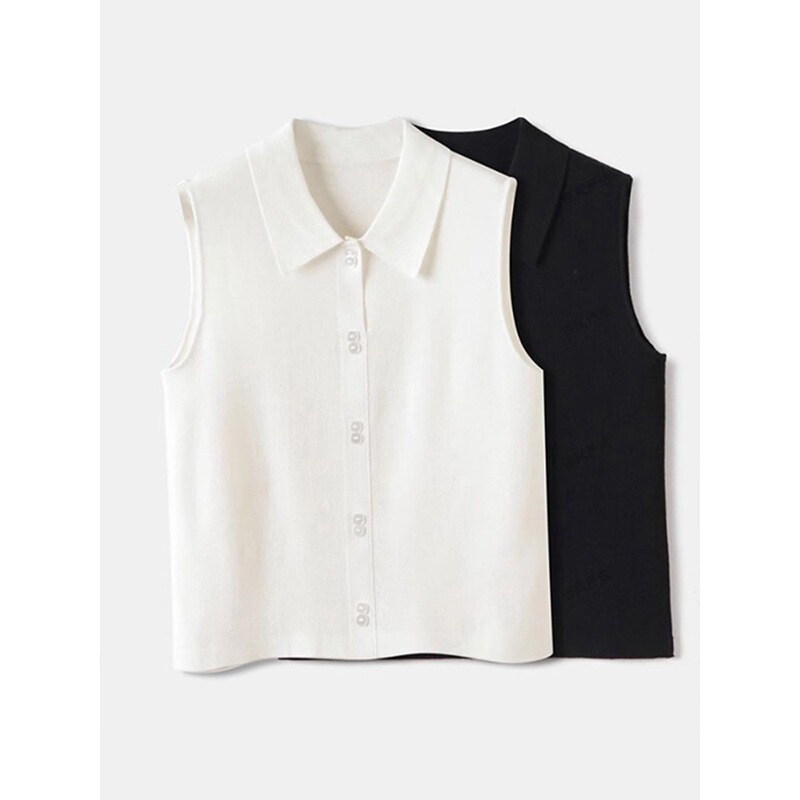 Shirt-Collar Knitted Vest for Women, Merino Wool Sleeveless Base Layer Vest, Lapel Design for Layering, Sleeveless Shirt for Inner Wear Shirt-Collar Knitted Vest for Women, Merino Wool Sleeveless Base Layer Vest, Lapel Design for Layering, Sleeveless Shirt for Inner Wear
