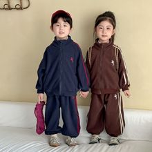 儿童摇粒绒套装男女童秋冬季运动加绒2025新款宝宝卫衣外套两件套