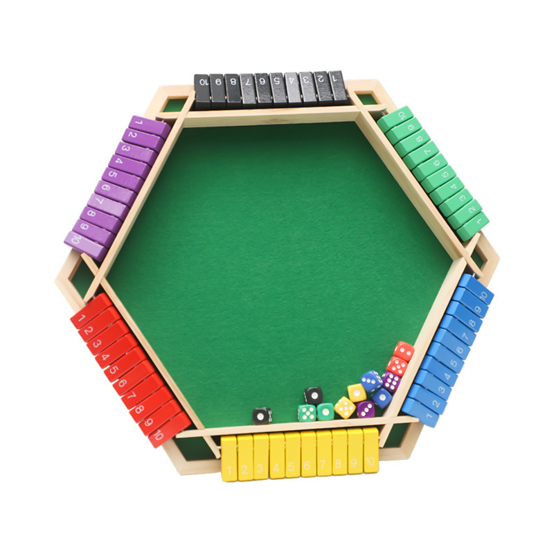 Ajedrez multifacético para niños Ajedrez de cuatro lados Barra de dados Juego de mesa de madera Juego de mesa interactivo entre padres e hijos