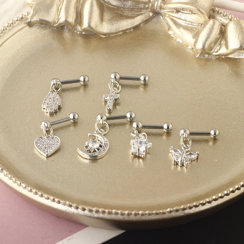 1 Piece Ear Cartilage Rings & Studs Simple Style Classic Style Star 304 Stainless Steel Ear Cartilage Rings & Studs display picture 3