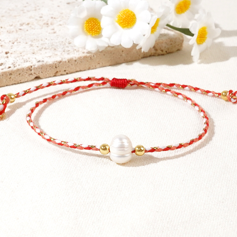 Geometric Casual Bohemian Imitation Pearl Rope Copper Bracelets Wholesale display picture 7