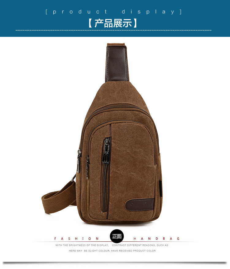 New men's chest bag, casual sports single-shoulder canvas bag, construction site work wear-resistant crossbody bag, cross-border wholesale bag undefined