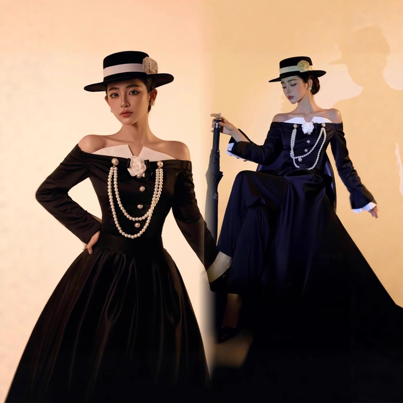 Photo Studio's New Theme Portrait Image Photography Clothing Black French Hepburn Retro Wedding Dress Photo Shoot Dress Photo Studio's New Theme Portrait Image Photography Clothing Black French Hepburn Retro Wedding Dress Photo Shoot Dress