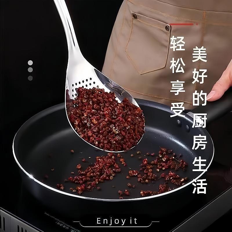 Stainless Steel Pepper Colander, Household Kitchen Noodle Scoop, Dumpling Noodle Scoop, Draining and Frying Colander