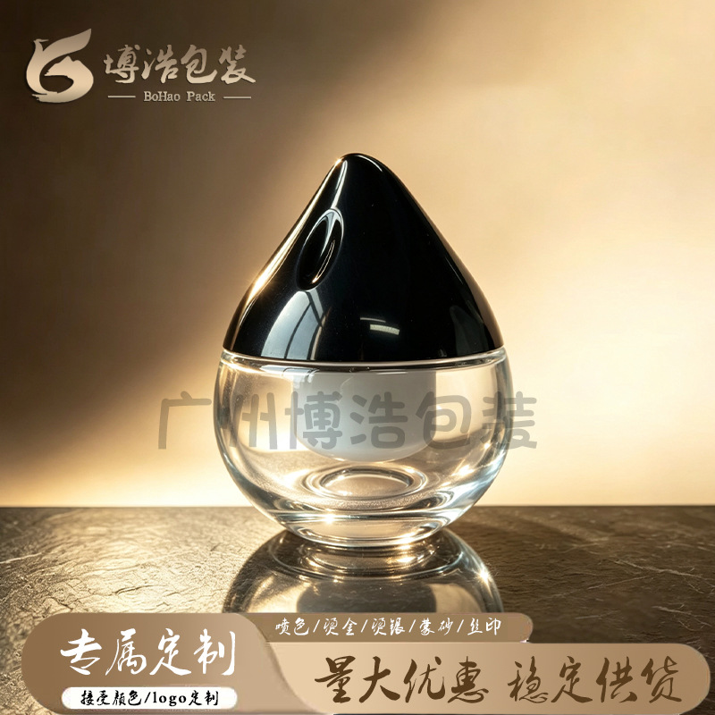 现货批发蜜桃盖膏霜瓶 小众异形设计感透明玻璃瓶 护肤品霜膏包材 包装厂家批发实拍高清图
