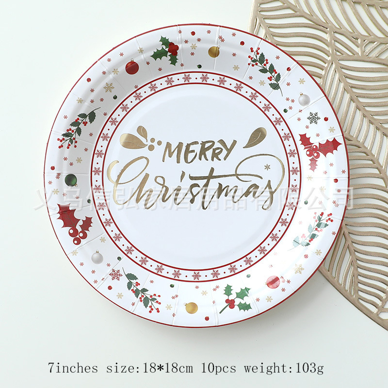 現物クリスマス装飾紙皿ティッシュ紙コップ異形皿クリスマステーブルクロス食器セット新年パーティー用品|undefined