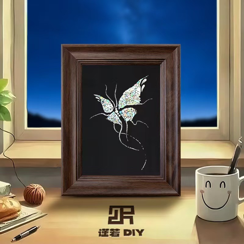 非遗蝴蝶diy螺钿画材料包手工暖场中国风节日团建相框装饰画礼物|undefined
