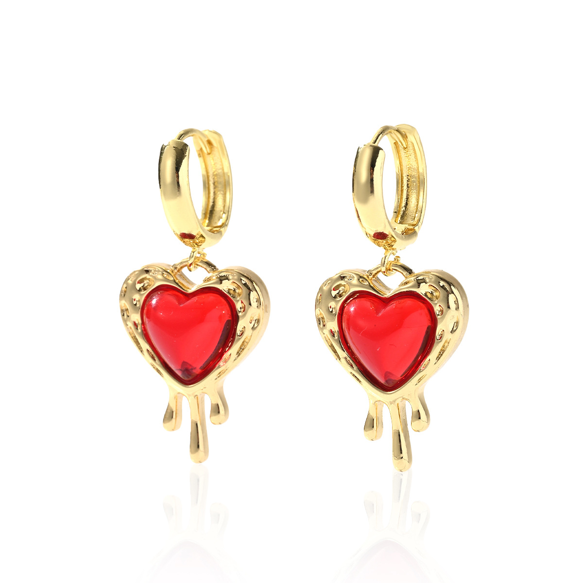 Daily Occasion Copper Material 1 Pair IG Style Simple Style Heart Shape Inlay Copper Zircon 18K Gold Plated Drop Earrings