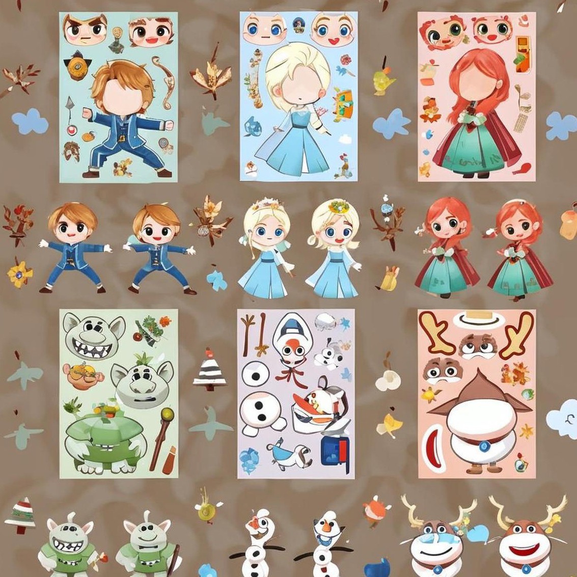 뉴 프린세스 엘사 스티커 A형 6매/세트 OPP