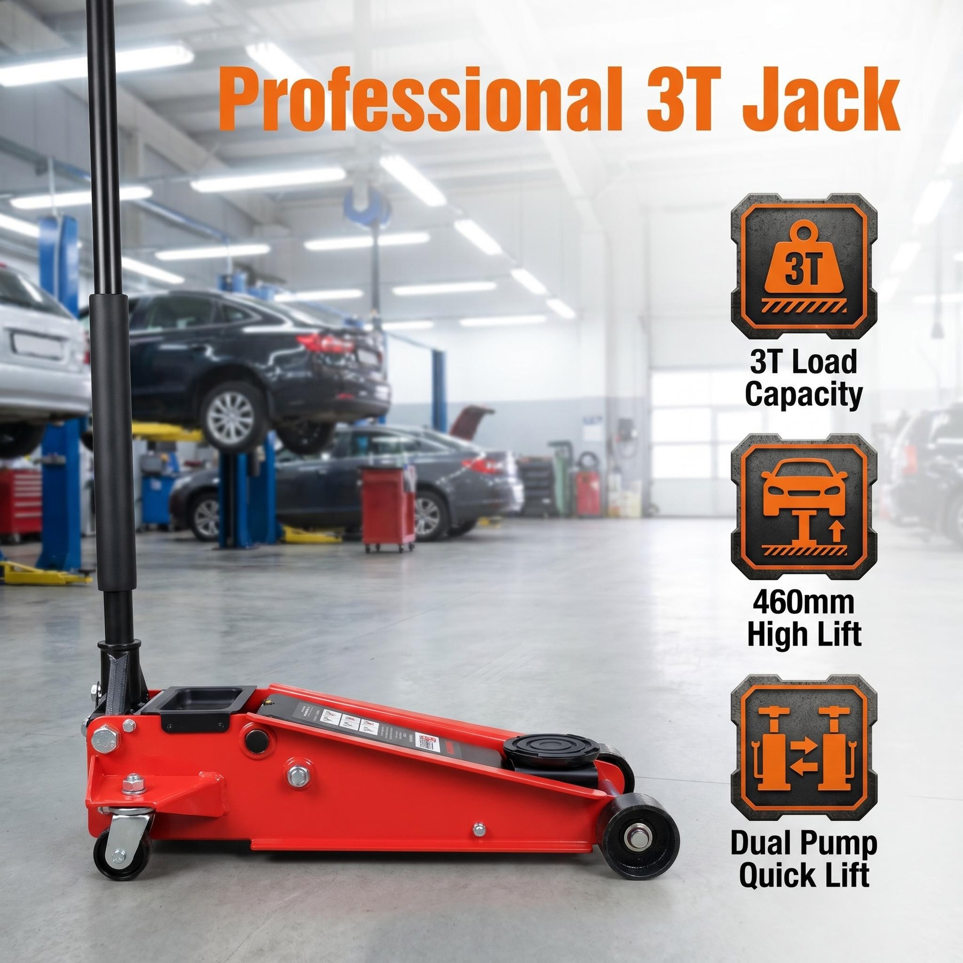 Launch Lh2203/2303 3t Floor Jack Dual-Pump High/Low Horizontal Type 0kg Ton