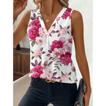 S 52595 V-neck Digital Print Tank ���� V ������ӡ������