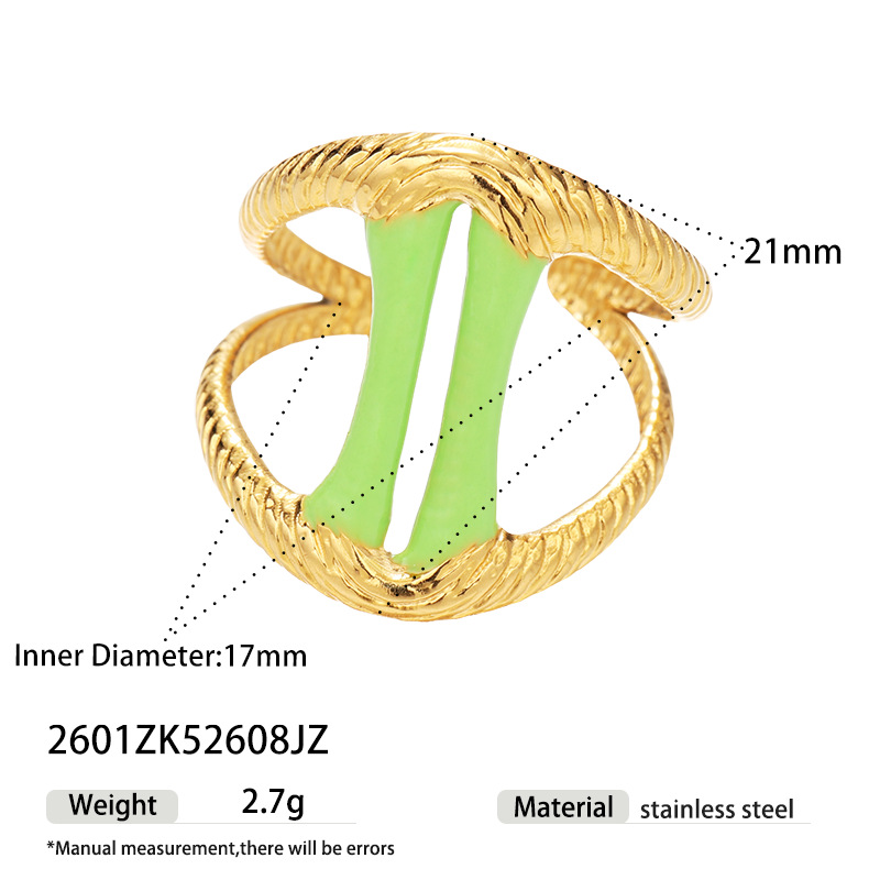Tina Europa y los Estados Unidos moda transfronteriza dopamina color goteo de aceite anillo de acero inoxidable nicho ligero lujo simple joyería al por mayor
