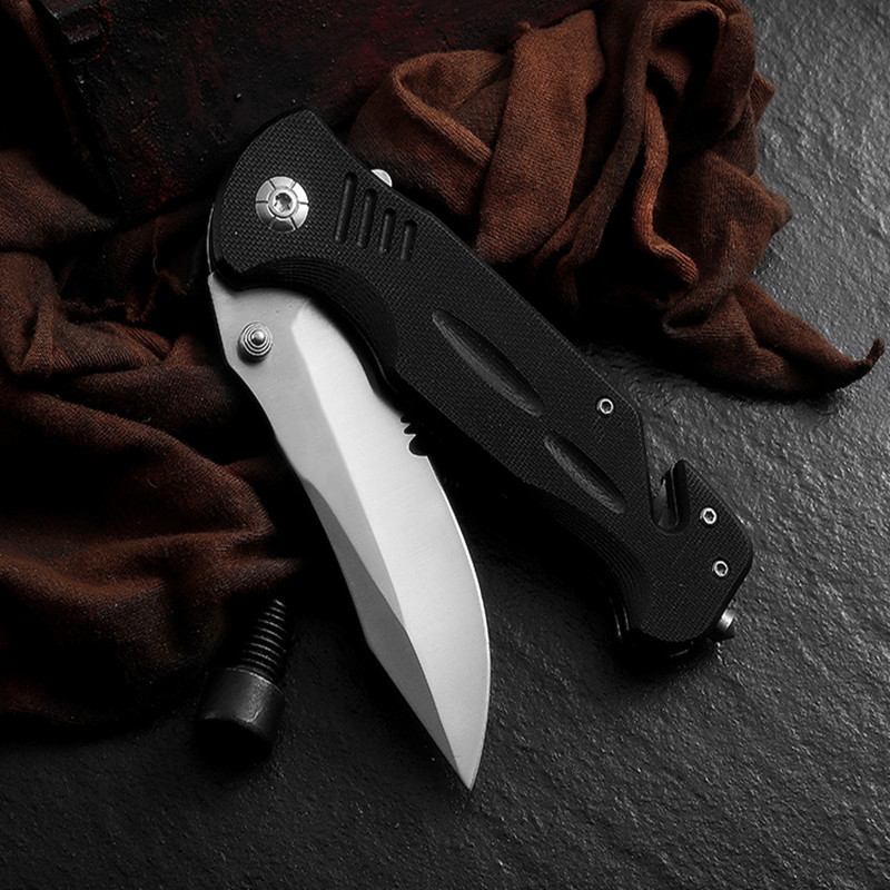 水果刀家用折叠户外小刀 迷你随身锋利高硬度黑色G10手柄便携刀子