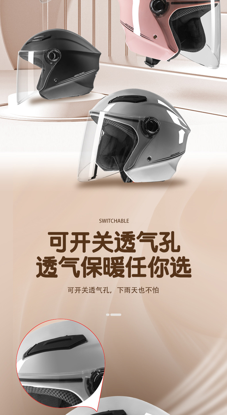 New National Standard 3C Certified Electric Vehicle Helmet for Men, Autumn and Winter Warm Half Helmet, Electric Motorcycle Helmet, Safety Helmet for All Seasons