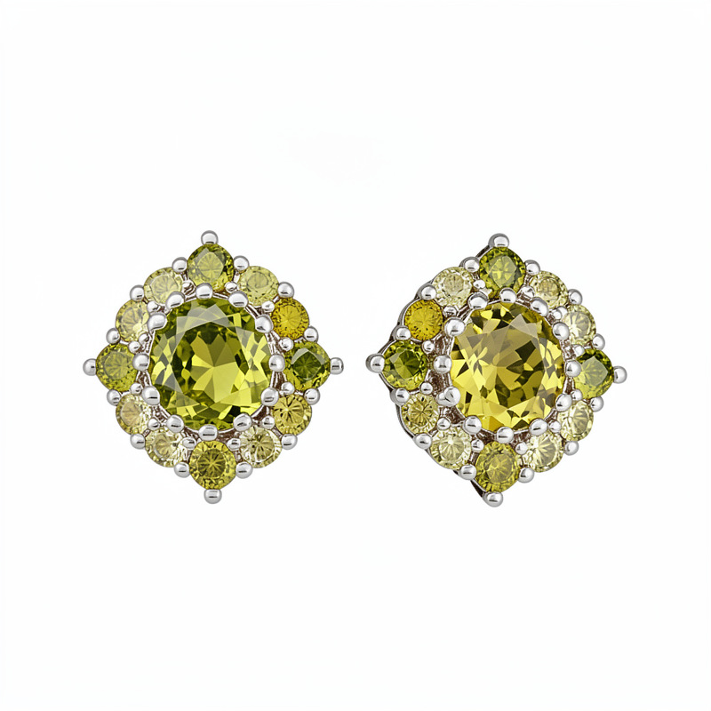 Aguja de plata de piedra de silicio geométrica aretes redondos exquisitos super brillo nicho universal aretes ligeros de lujo alta sensación de aretes al por mayor image 6