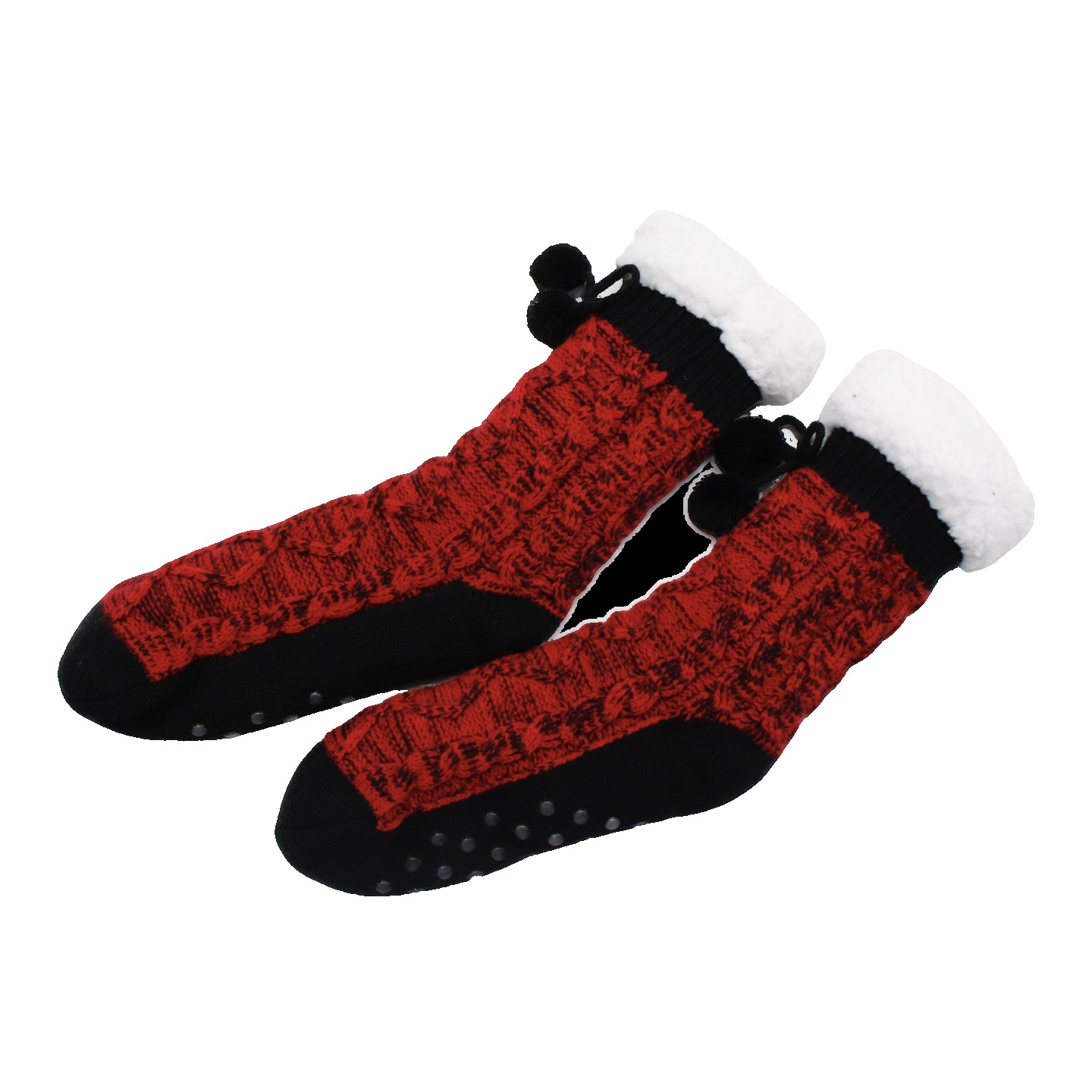 검정 바탕 소피 블러드 레드 롱 플로어 삭스