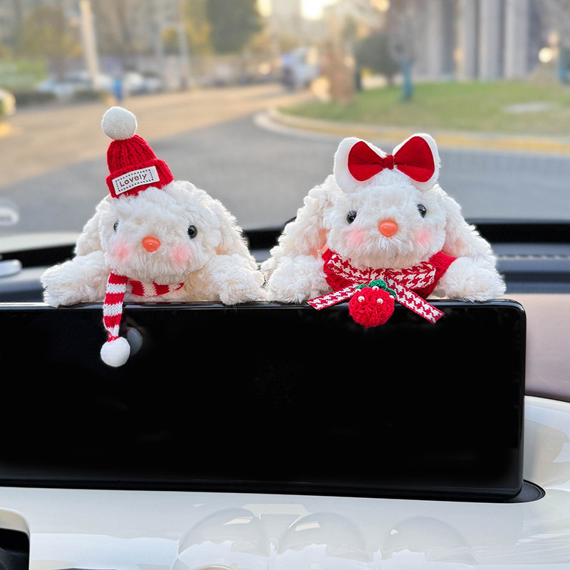 Decoración de coche de conejo Pantalla de control central de coche Muñeca de fiesta Pantalla de visualización Decoración de pantalla Accesorios de coche Muñeca linda mujer