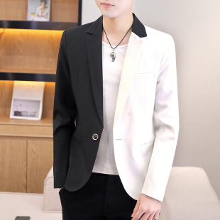 Color matching suit men's autumn new casual small suit nightclub men's trendy handsome top Korean slim jacket