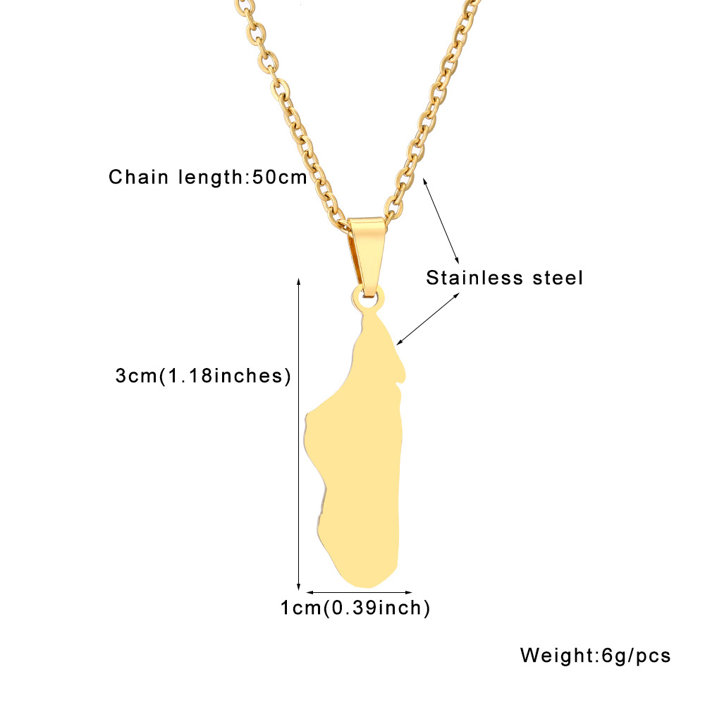 Stainless Steel 18K Gold Plated Ethnic Style Simple Style Plating Hollow Out Map None Pendant Necklace Long Necklace display picture 1