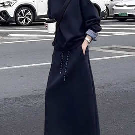 慵懒风温柔氛围感卫衣裙套装女秋冬新款休闲宽松显半身裙两件套