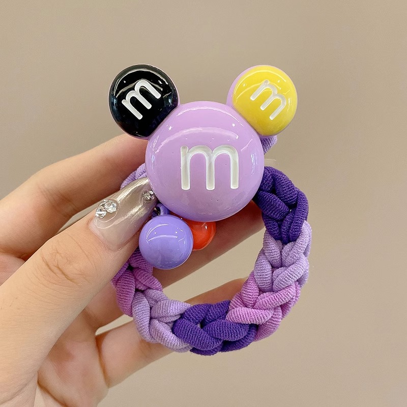 2023 nueva cuerda de pelo niñas M Bean tocado elástico cuerda de cabeza de cola de caballo alta para niños niña no duele la banda de goma para el cabello