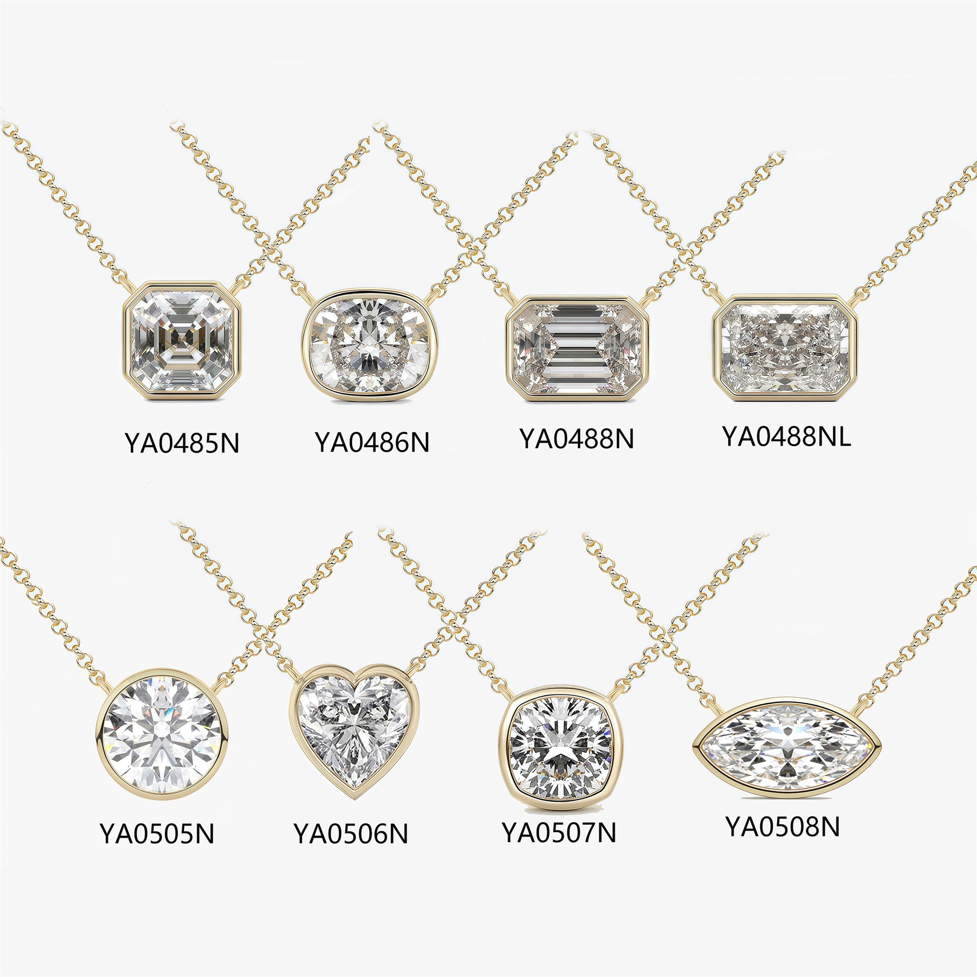 Cross-border ins fashion 2-carat fully encased necklace for women, s925 sterling silver plated with 18k gold, moissanite pendant collarbone chain