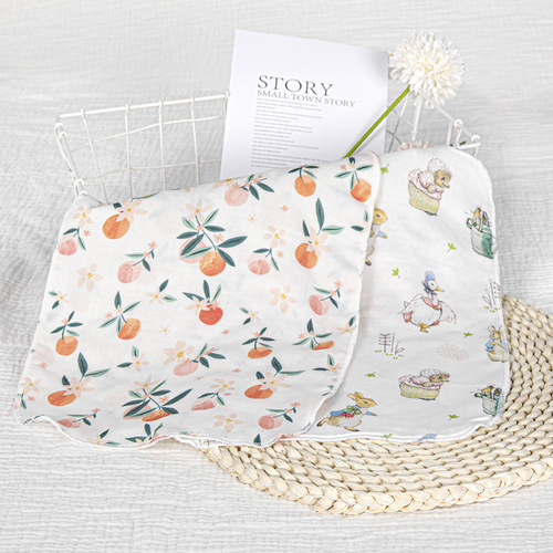 Muslin baby antibacterial gauze printed pad back type A sweat-absorbent towel for children kindergarten baby bamboo cotton sweat-absorbent towel