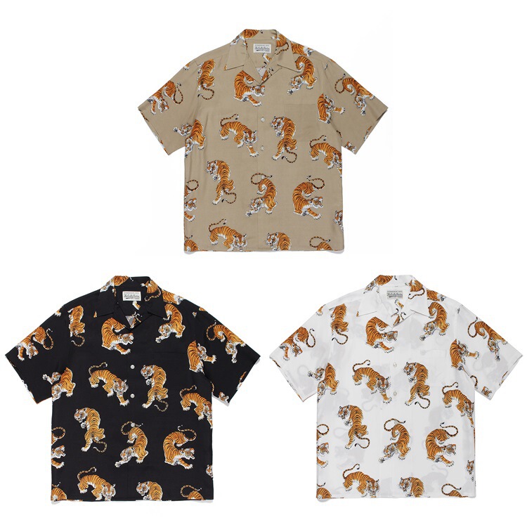 GUILTYPARTIES TIGER 22SS limited TIM LEHI mountain TIGER Hawaiian short sleeve shirt for men