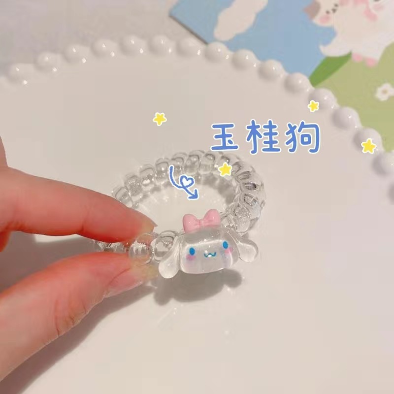 三丽鸥彩色电话线发圈情侣闺蜜卡通手链ins网红小皮筋发饰小清新|undefined