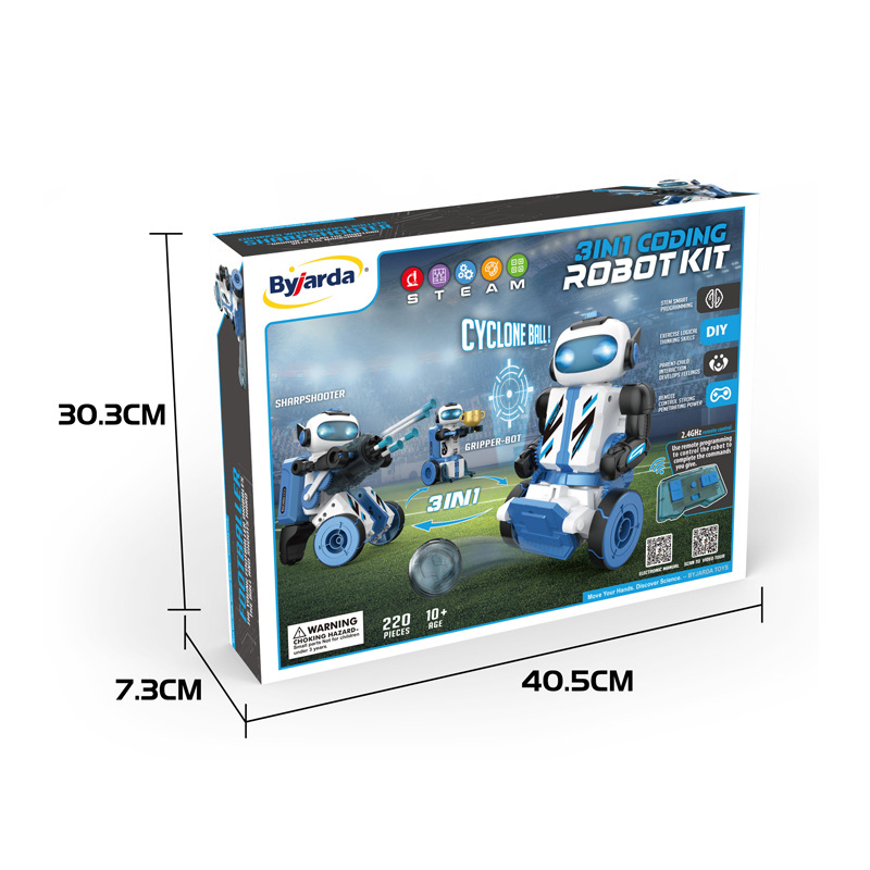 #3 in 1 원격 제어 지능형 프로그래밍 로봇 (파란색과 흰색) 으로 도구를 보냅니다.