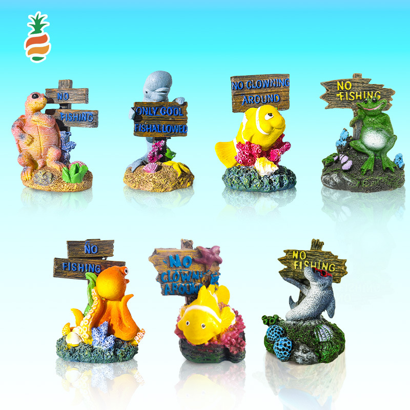 Genuino caballito de mar cocodrilo delfín pez feo acuario paisajismo pecera decoración decoración artesanía resina paisaje submarino