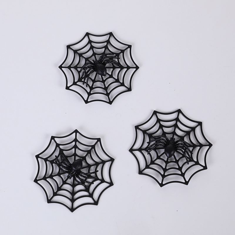 Mini telaraña de halloween, pequeña telaraña de color, dibujos animados de plástico, pequeña telaraña, accesorios decorativos a mano DIY