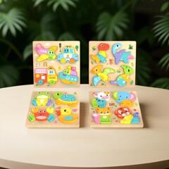 蒙氏早教知育木質パズル3d立体組立赤ちゃん1児童パズル3歳玩具メーカー卸売り