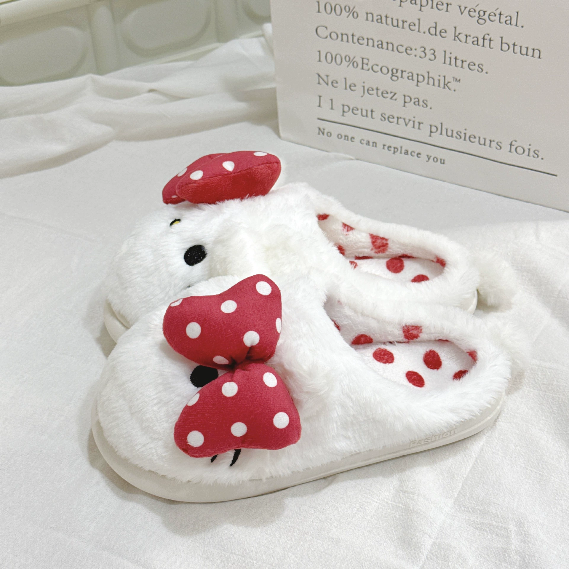 Волновой точки KT кот ~ Старинные милые ins мультяшные тапочки зимний комнатная теплая шерстяная обувь