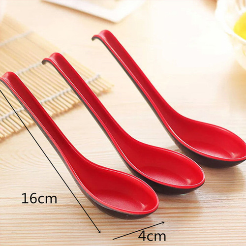 Household long-handled red and black spoon melamine spoon restaurant spoon plastic spoon breakfast shop snack shop spicy hot spoon commonly used
