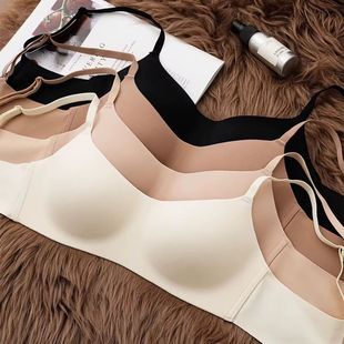 Seamless Intimates Women's One-Piece Half-Cup Small Breast Push-Up Glossy Thin Comfortable Wire-Free Anti-Sagging Summer Bra