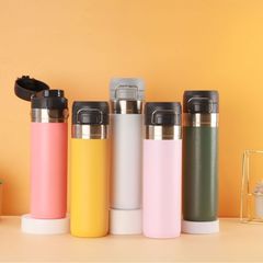 大容量家庭用厚手ハンドル付きスポーツウォーターカップステンレス真空直飲みカップバウンス蓋シンプル保温カップ