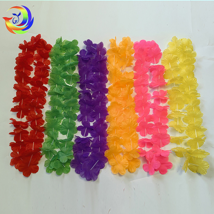 Transfronterizo exclusivo paño de poliéster Hawaiano colorido guirnalda pulsera traje fiesta de cumpleaños desgaste cuello guirnalda