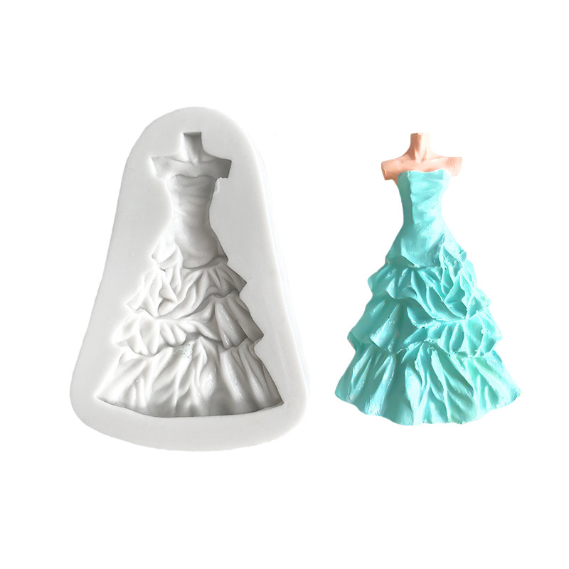 Directo de fábrica nuevo vestido regalo ropa las mujeres decoración silicona líquida fondant cake molde hornear M102