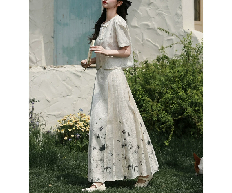 Summer Hanfu, set, skirt, fitted